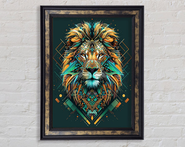 Geometric Lion Framed Print