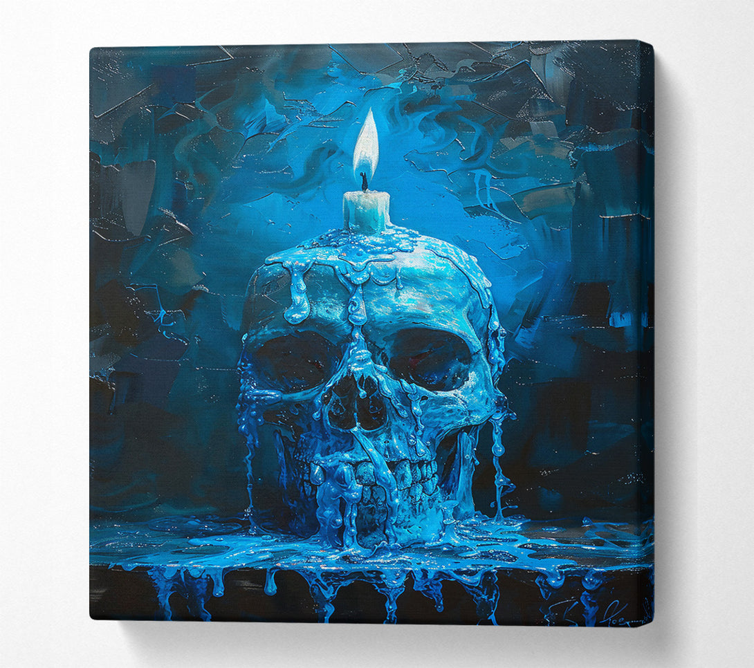  A Canvas Print of Blue Candle Skull Canvas Art