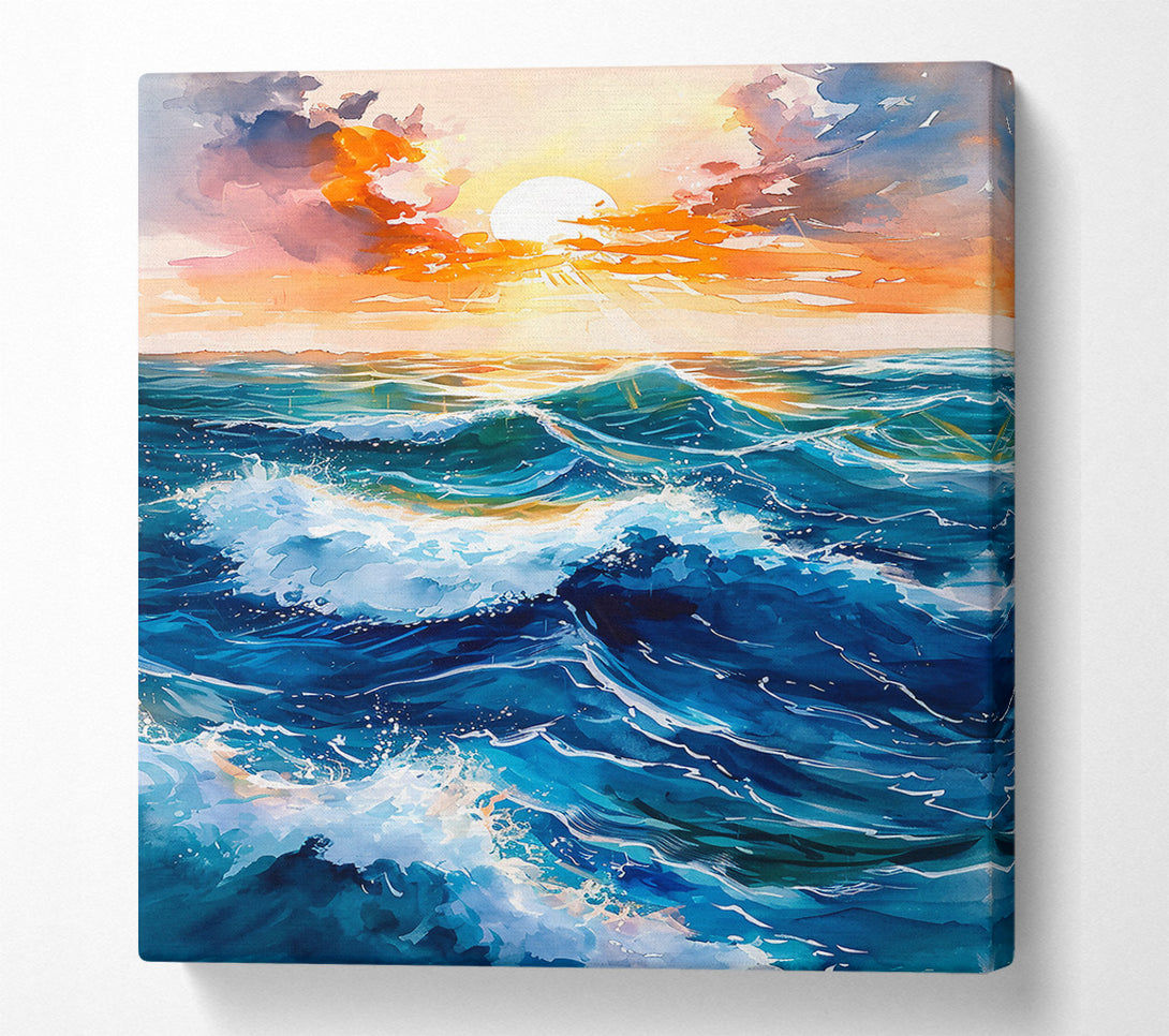  A Canvas Print of Ocean Blue Sunset Canvas Print