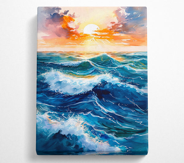  A Canvas Print of Ocean Blue Sunset Canvas Print