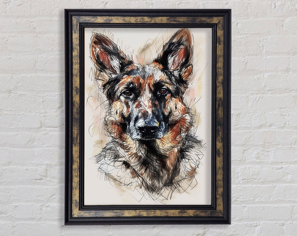 German Shepherd Portrait Framed Print