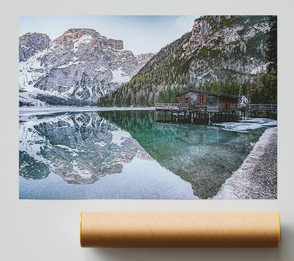 Emerald Mountain Reflection Poster