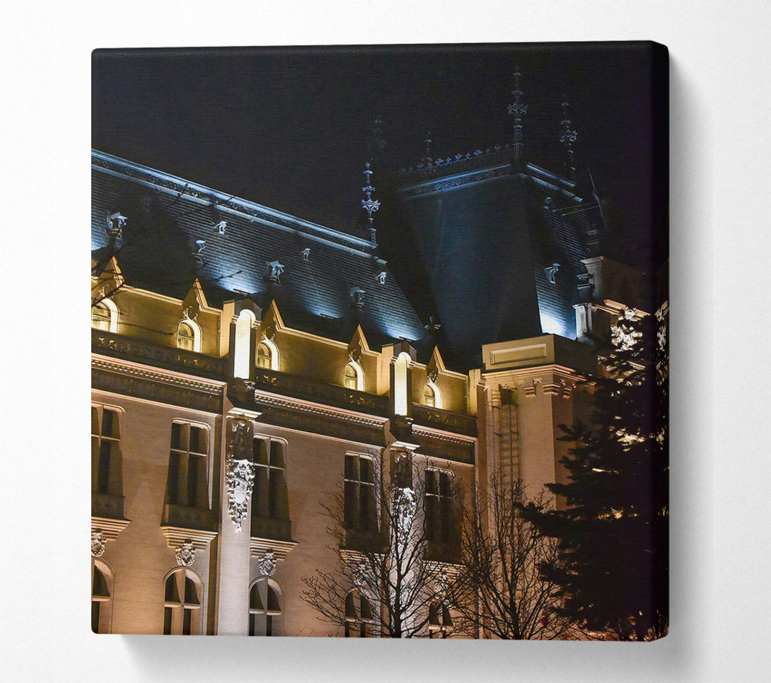  A Canvas Print of Golden Night Facade Canvas Art