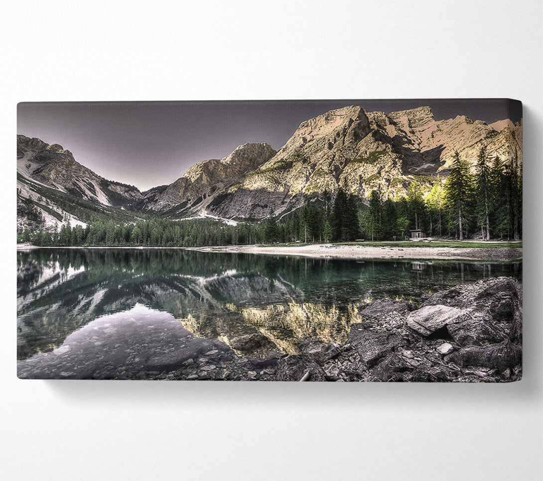  A Canvas Print of Golden Mountain Reflections Canvas Print