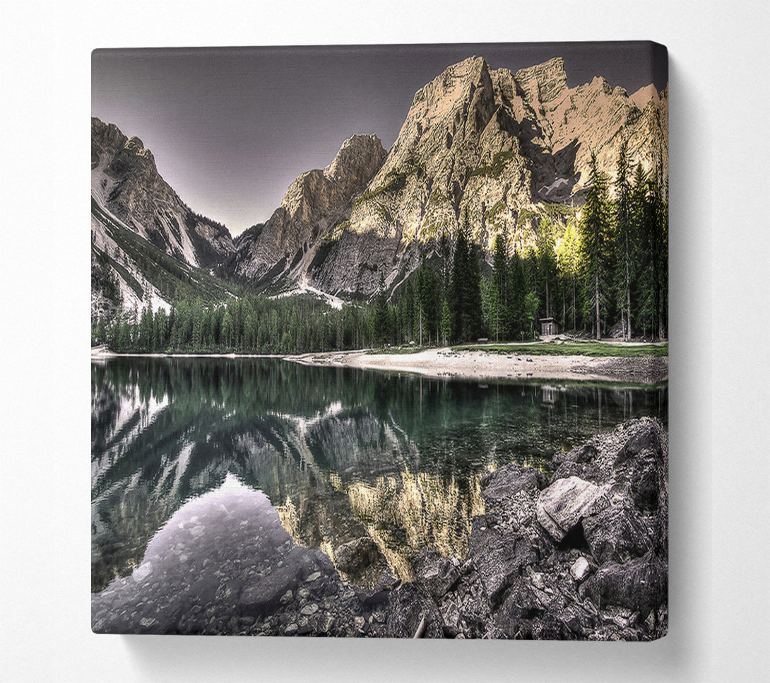  A Canvas Print of Golden Mountain Reflections Canvas Print