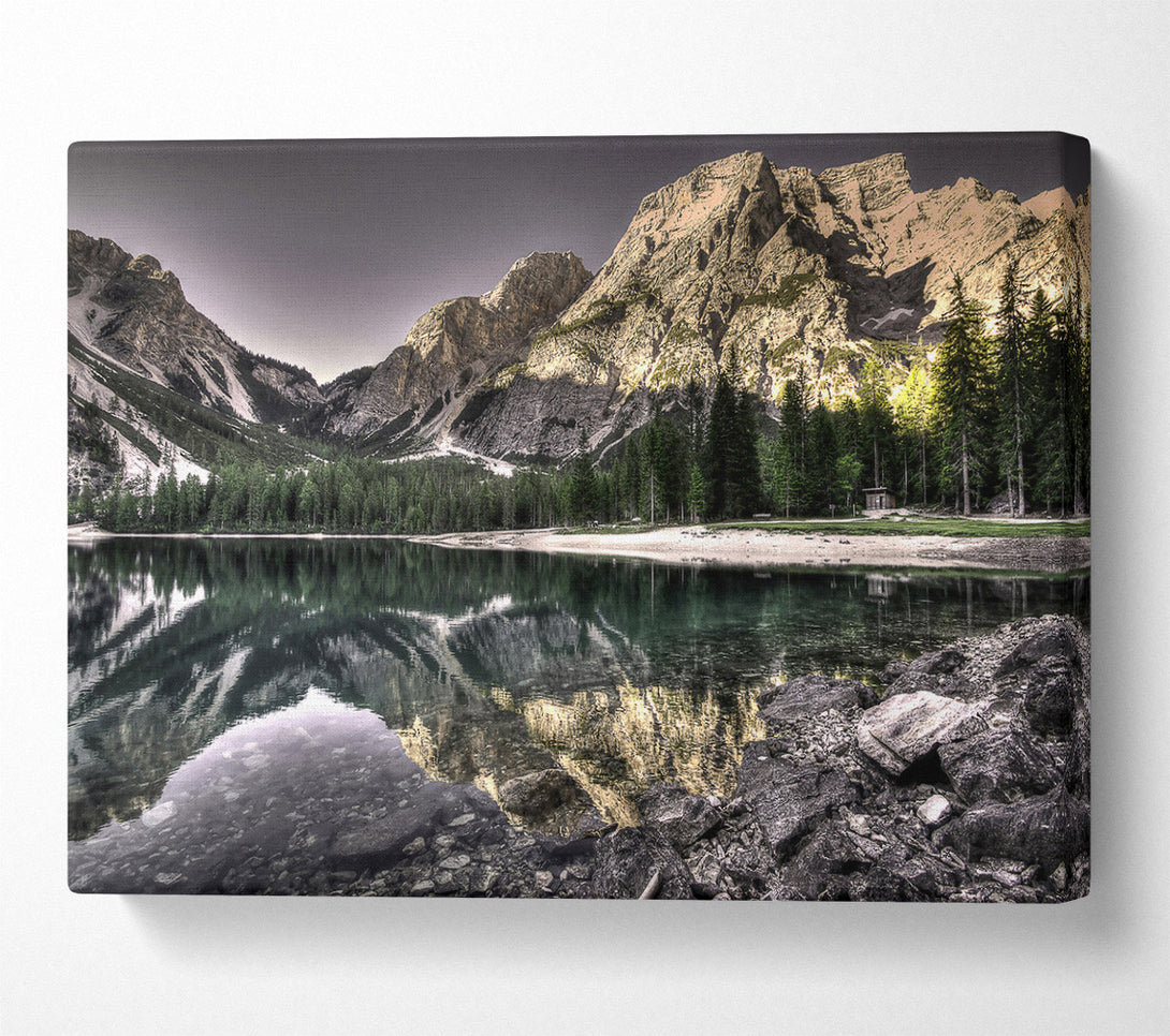  A Canvas Print of Golden Mountain Reflections Canvas Print