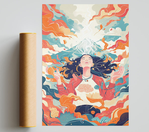 Orange Clouds Embrace Print