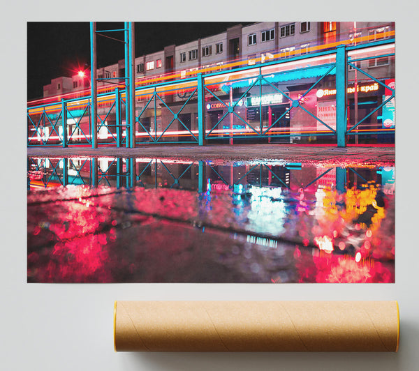 Red City Reflection Giclee Print