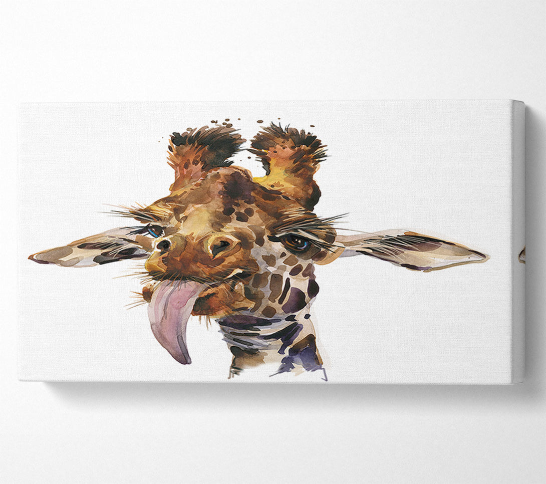  A Canvas Print of Giraffe Lick Canvas Print