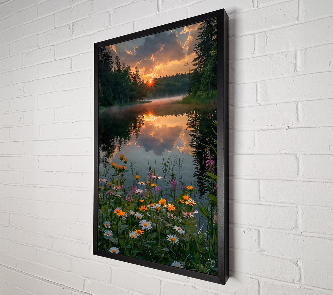  A Canvas Print of Golden Sunset Reflection Canvas Print