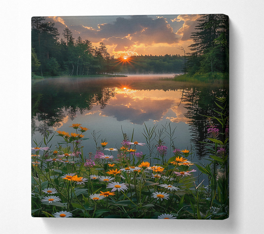  A Canvas Print of Golden Sunset Reflection Canvas Print