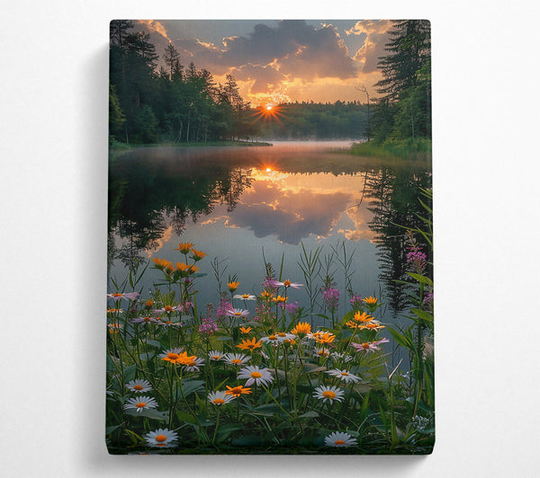  A Canvas Print of Golden Sunset Reflection Canvas Print