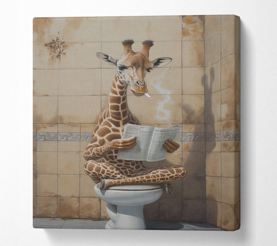  A Canvas Print of Giraffe Reading Newspaper Canvas Art