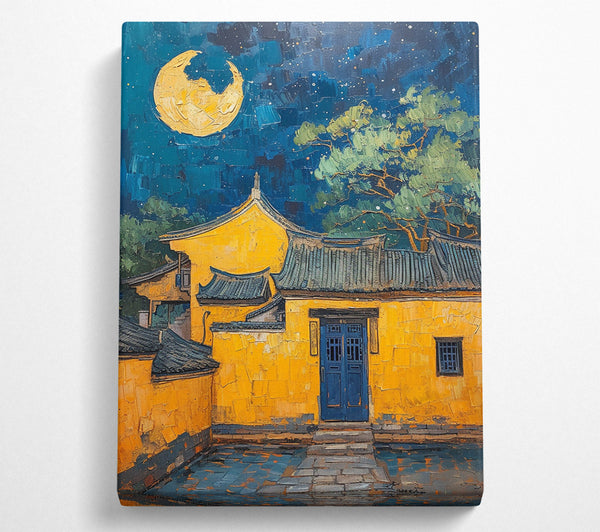  A Canvas Print of Golden Moonlit Courtyard Canvas Art