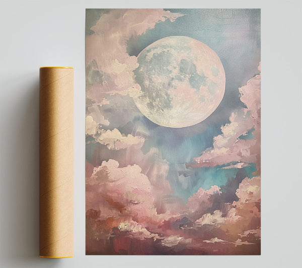 Pale Moon And Clouds Print