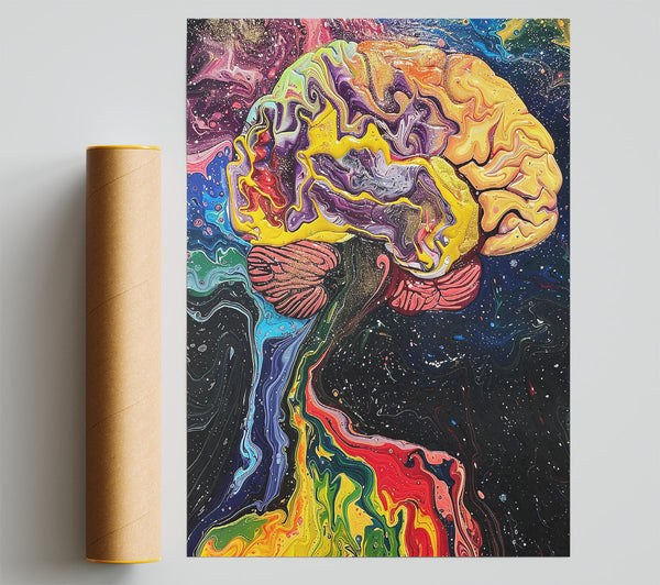 Yellow Cosmic Brain Print