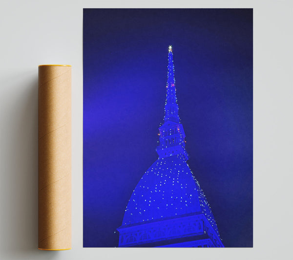 Blue Night Spire Poster