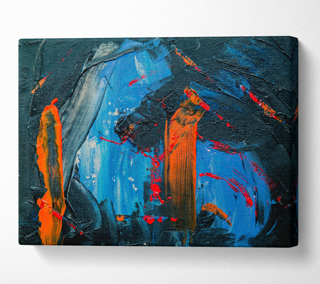  A Canvas Print of Azure Abstract Strokes Canvas Wall Art