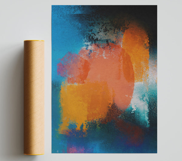 Azure And Orange Hues Print