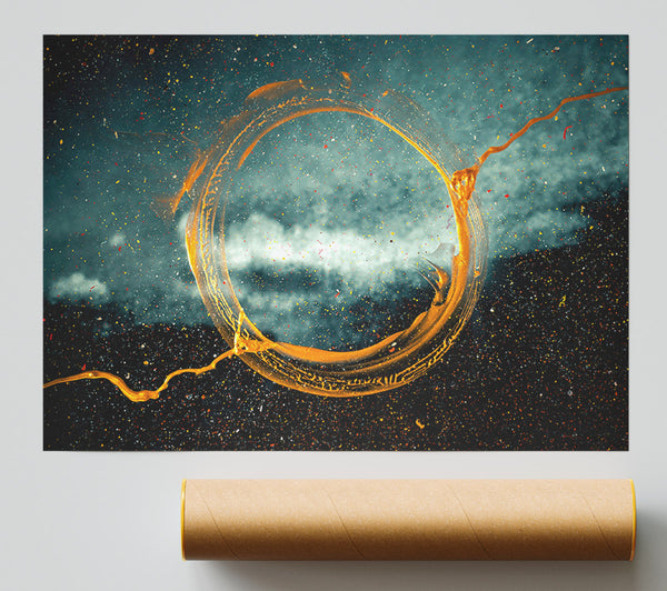 Golden Cosmic Ring Giclee Print