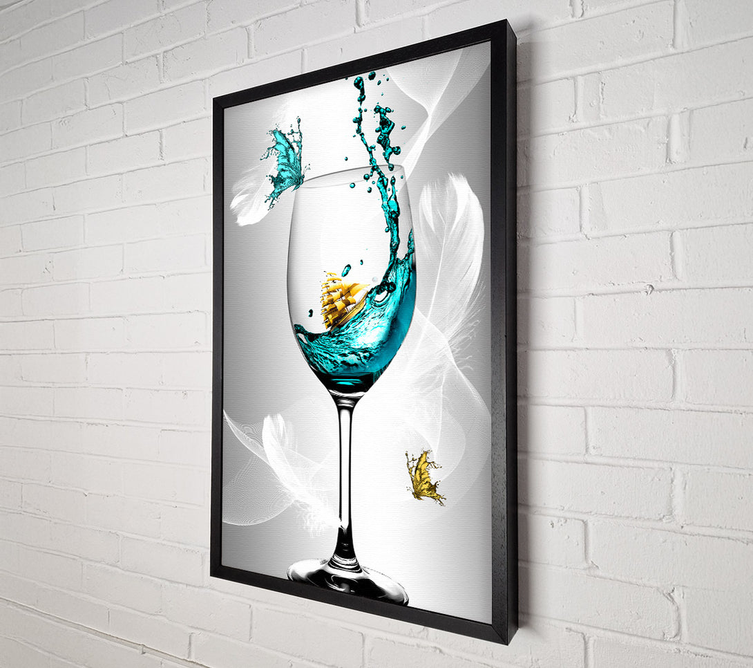  A Canvas Print of Glass Of Wine Butterfly Canvas Art
