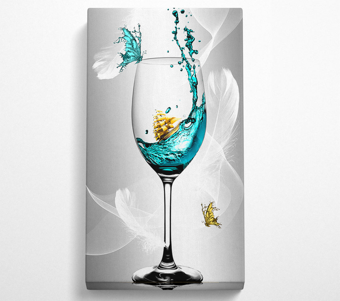 A Canvas Print of Glass Of Wine Butterfly Canvas Art