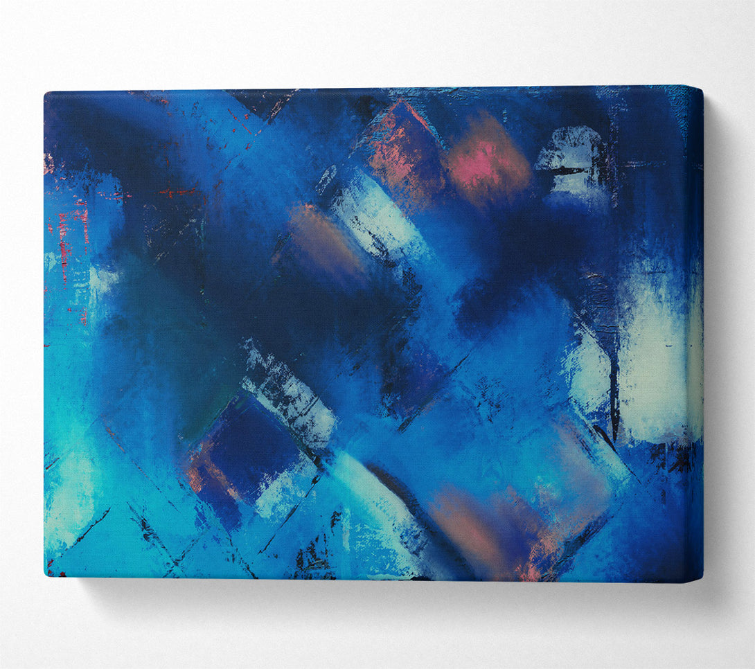  A Canvas Print of Azure Abstract Strokes Canvas Wall Art
