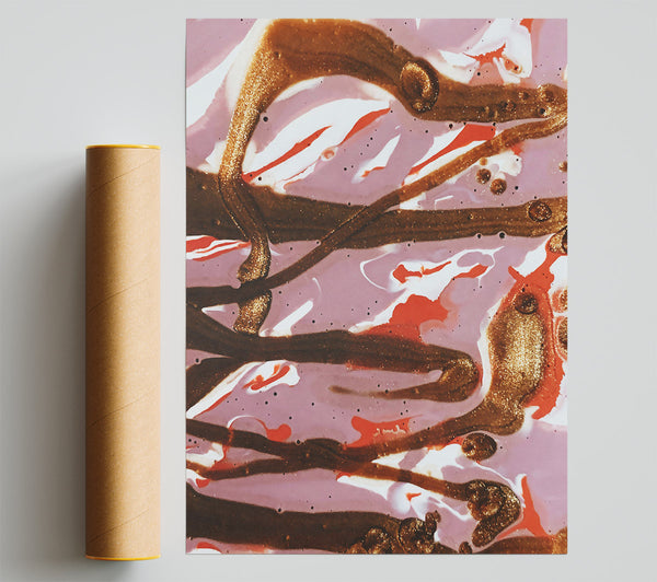 Golden Mauve Swirls Print
