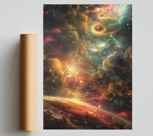 Golden Cosmic Awakening Print