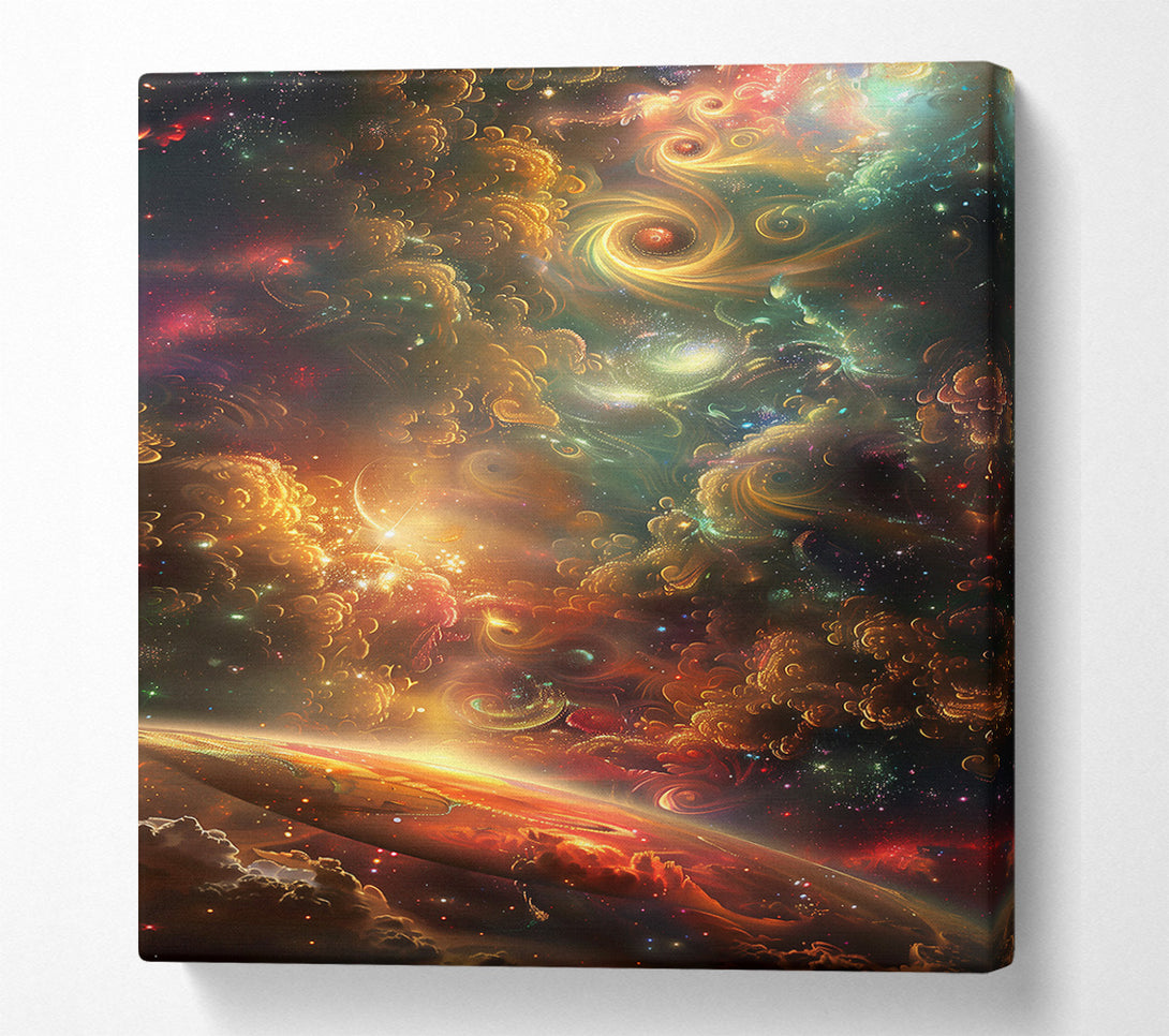  A Canvas Print of Golden Cosmic Awakening Canvas Wall Art