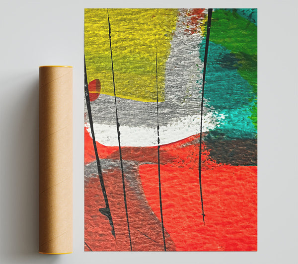 Crimson Lines And Strokes Giclee Print