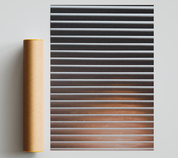Brown Sunlit Blinds Giclee Print