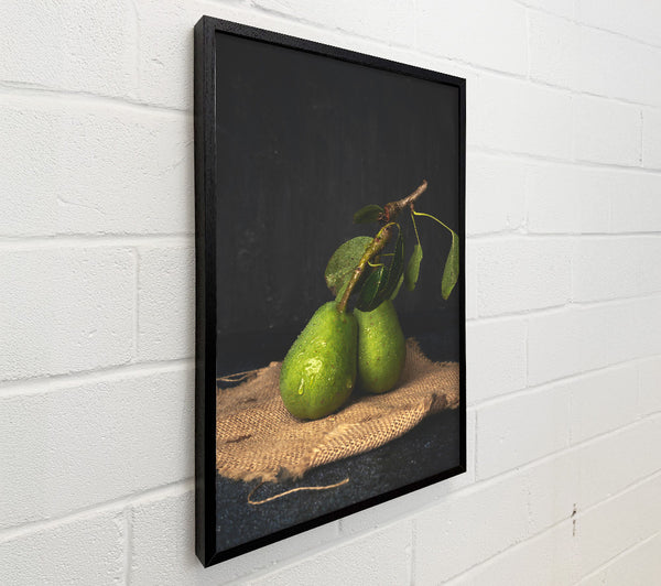 Green Pears On Burlap