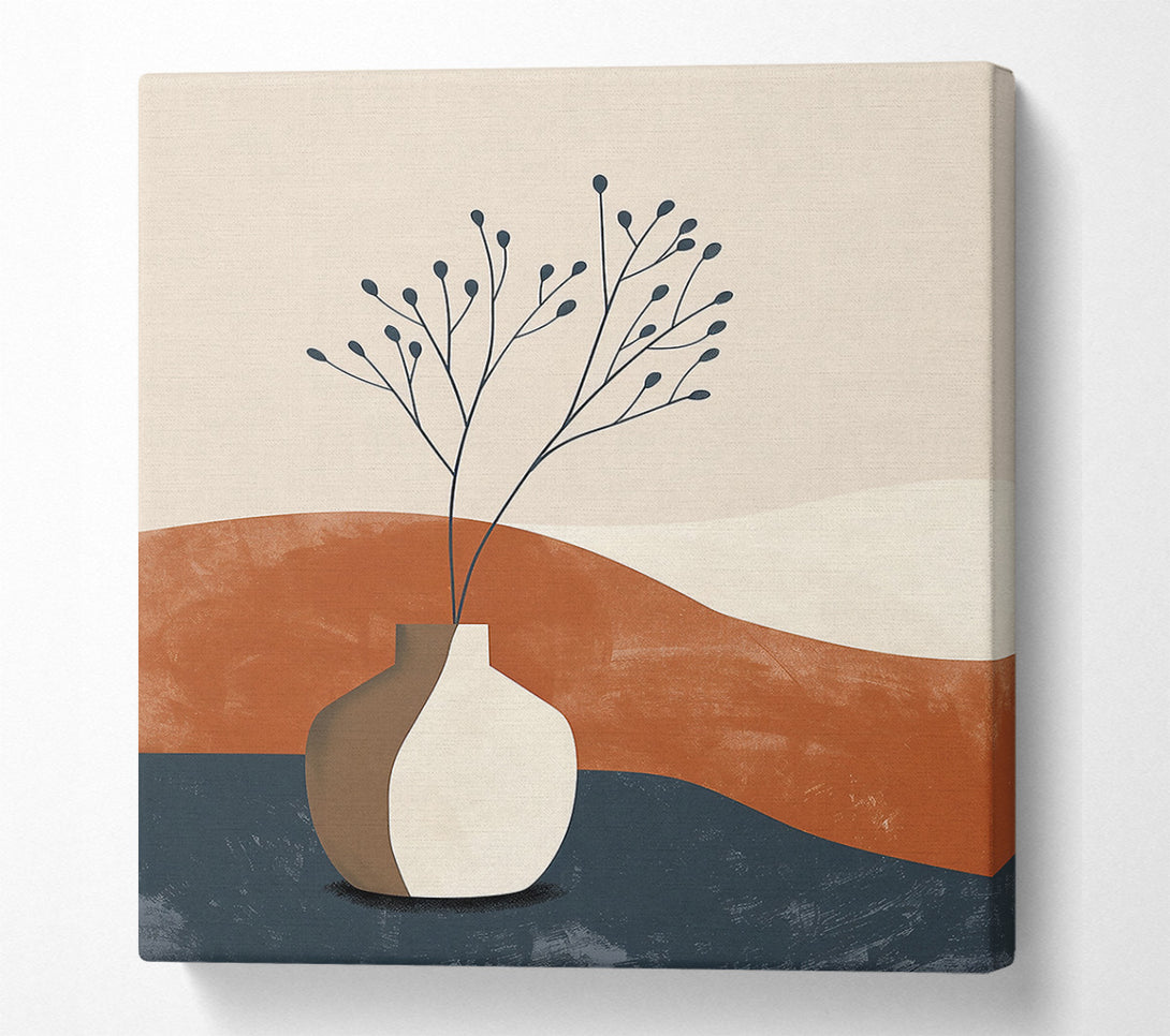  A Canvas Print of Blue Branches In Terracotta Canvas Art