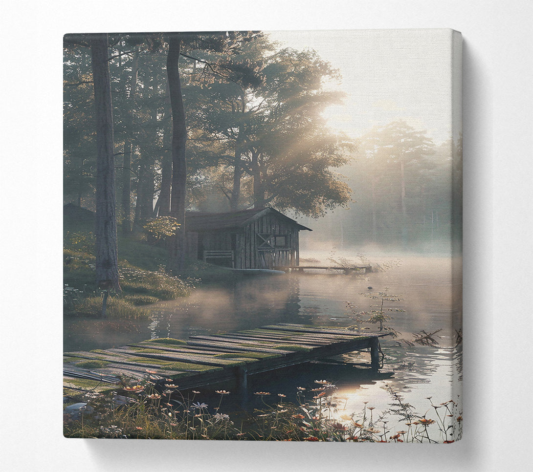  A Canvas Print of Golden Mist Cabin Canvas Wall Art