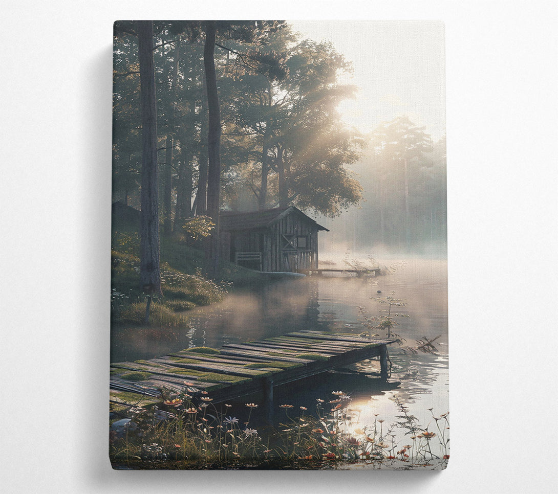  A Canvas Print of Golden Mist Cabin Canvas Wall Art