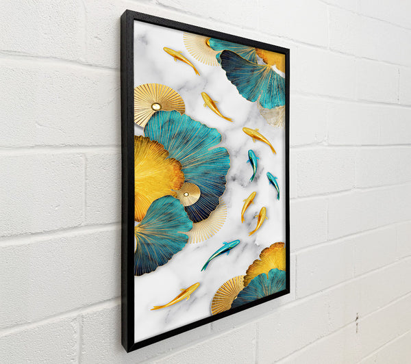 Gold And Blue Koi Fish