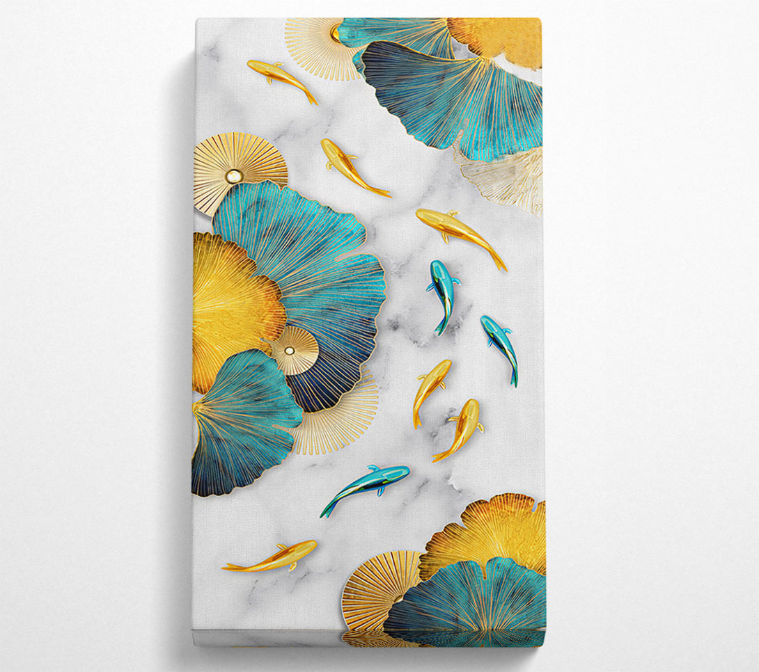  A Canvas Print of Gold And Blue Koi Fish Canvas Wall Art