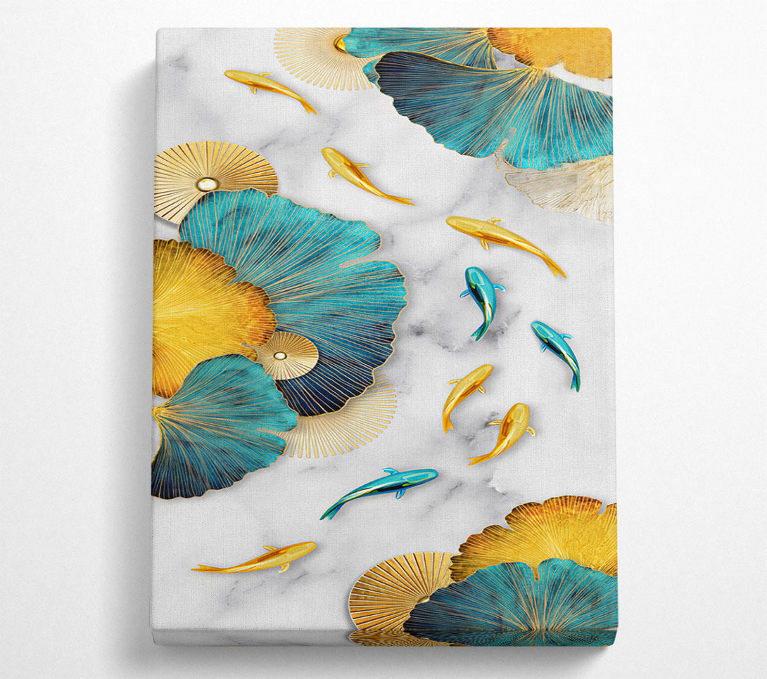  A Canvas Print of Gold And Blue Koi Fish Canvas Wall Art