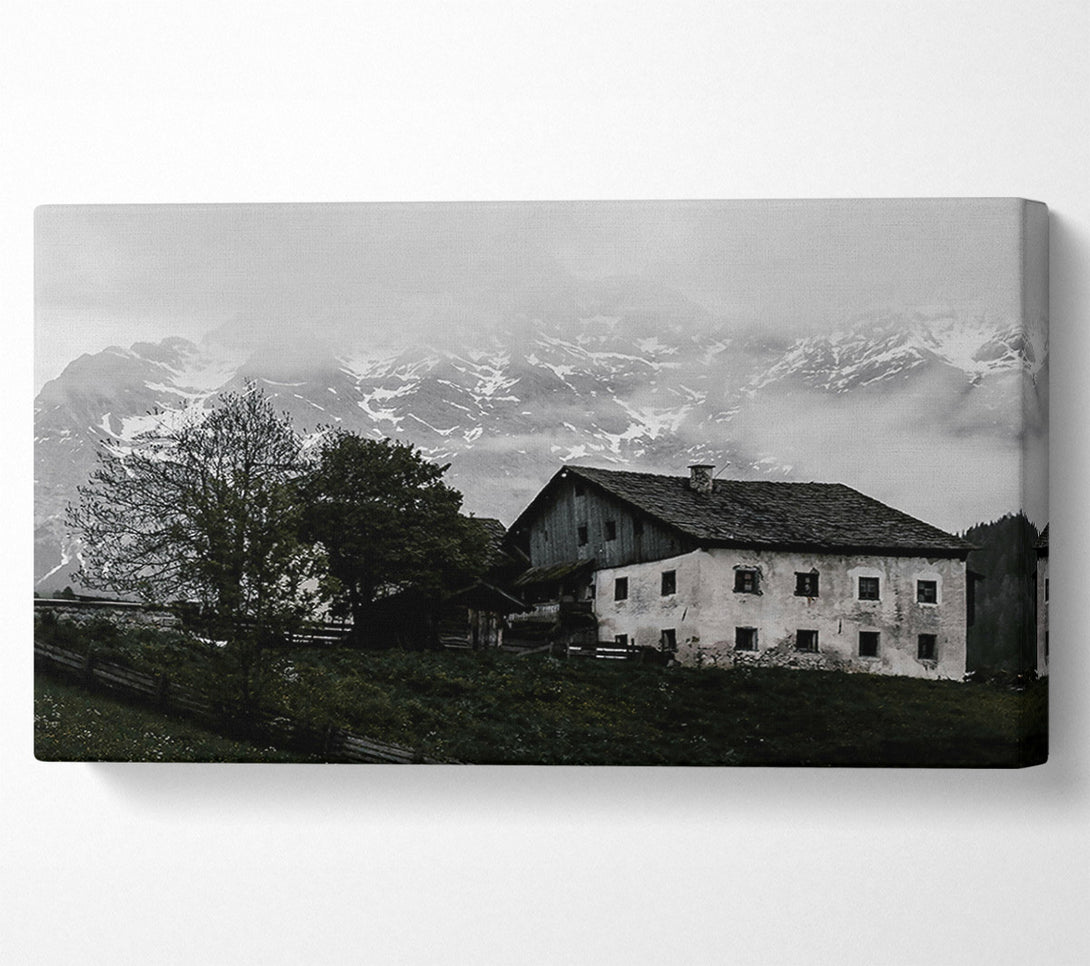  A Canvas Print of Whitewashed Mountain Home Canvas Wall Art