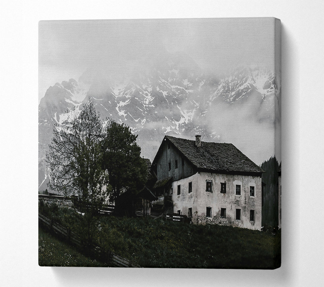  A Canvas Print of Whitewashed Mountain Home Canvas Wall Art