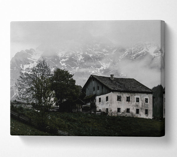  A Canvas Print of Whitewashed Mountain Home Canvas Wall Art