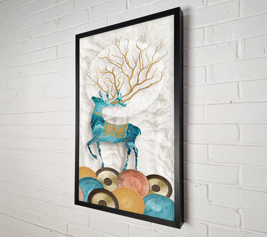  A Canvas Print of Gold And Blue Stag Canvas Art