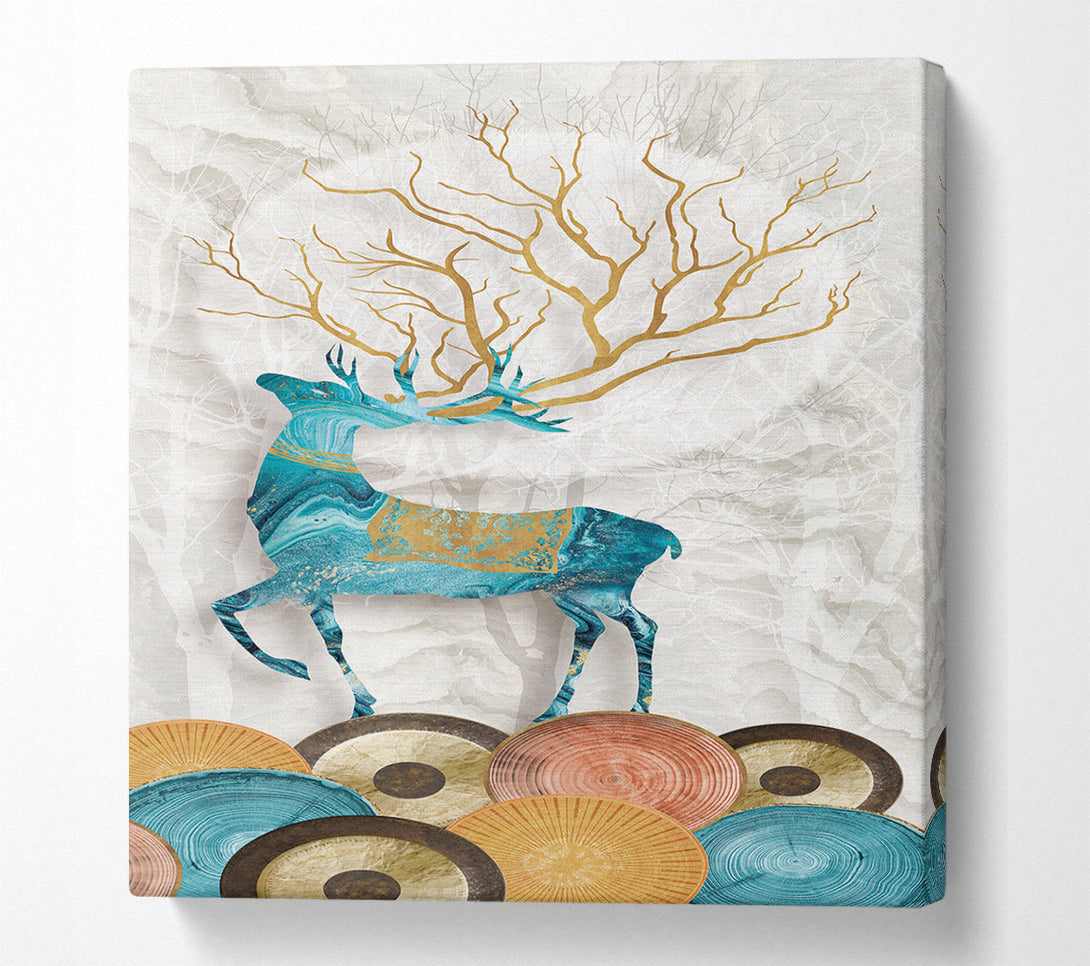  A Canvas Print of Gold And Blue Stag Canvas Art