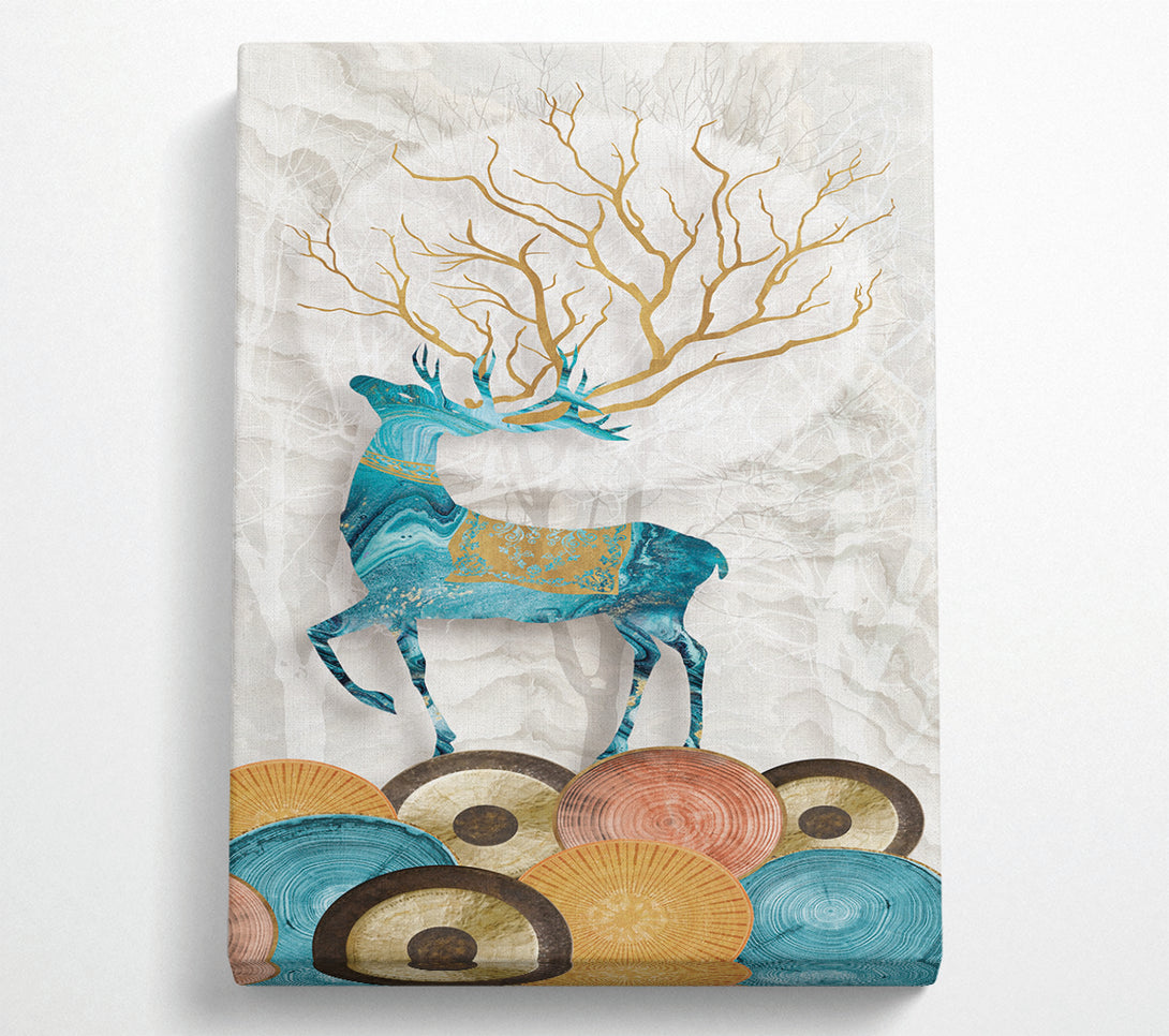  A Canvas Print of Gold And Blue Stag Canvas Art