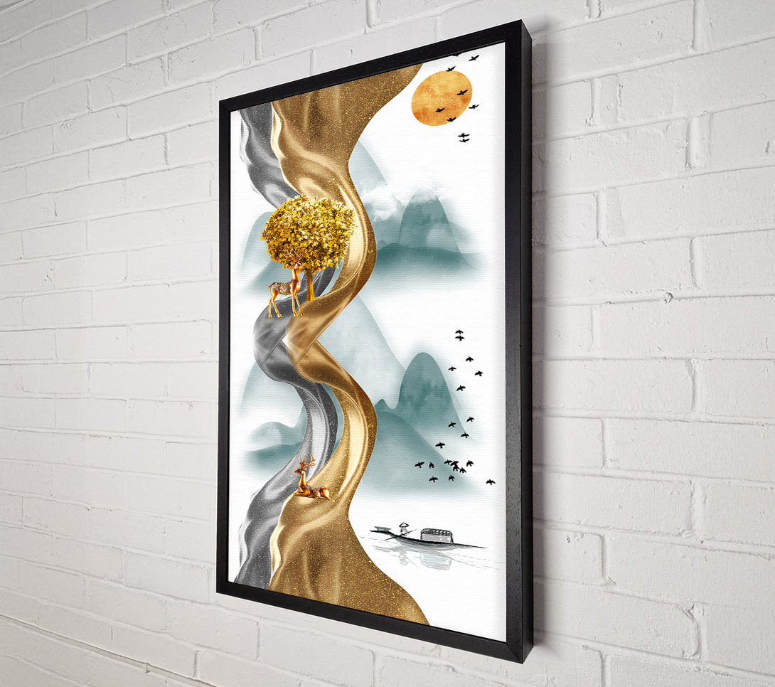  A Canvas Print of Gold And Grey Swirl Canvas Print