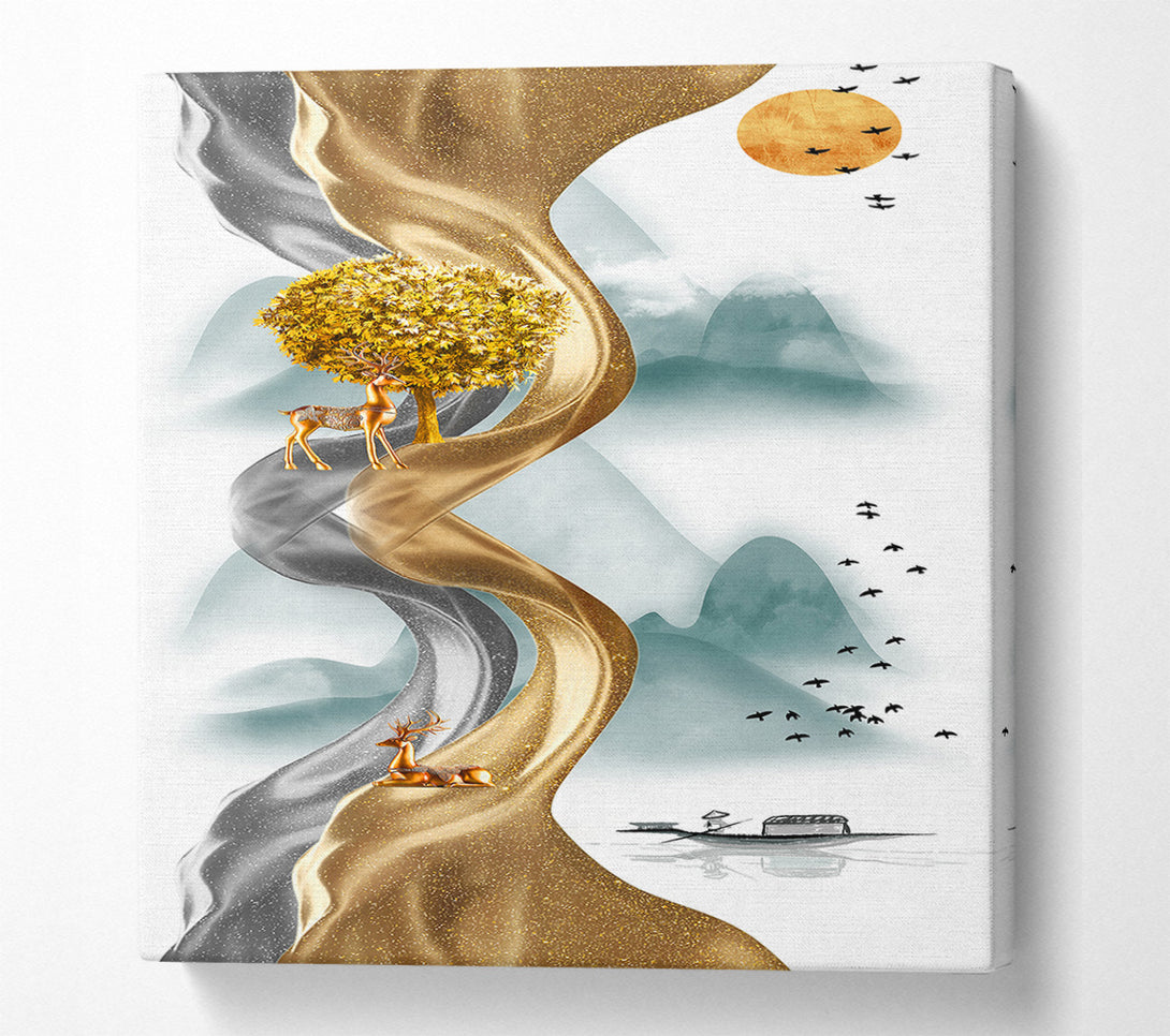  A Canvas Print of Gold And Grey Swirl Canvas Print