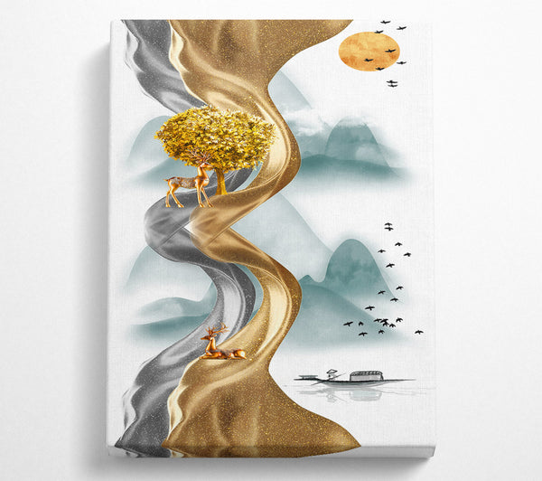  A Canvas Print of Gold And Grey Swirl Canvas Print
