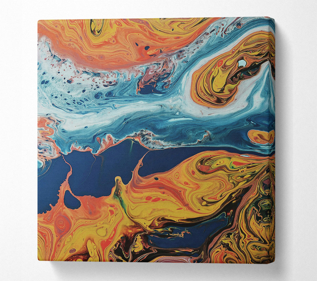  A Canvas Print of Golden Swirling Abstract Canvas Wall Art
