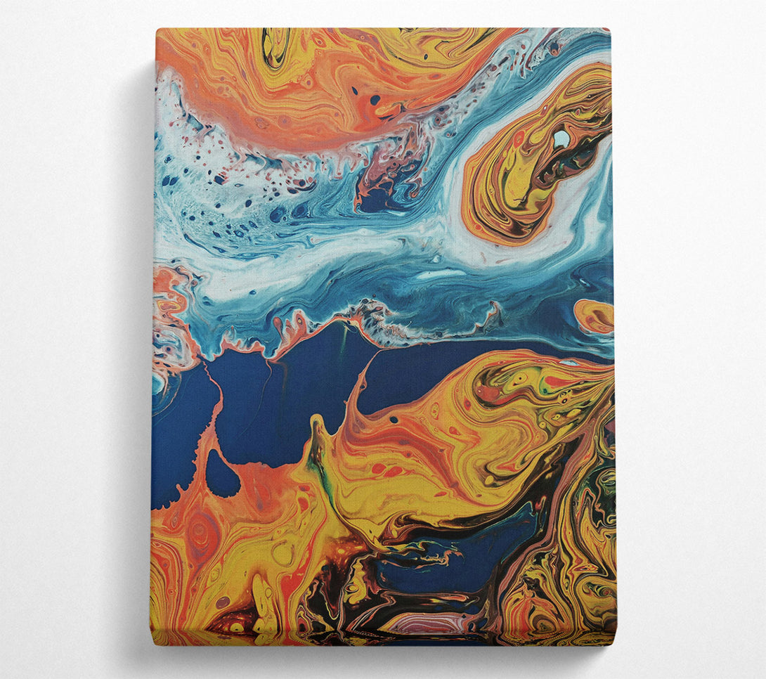  A Canvas Print of Golden Swirling Abstract Canvas Wall Art